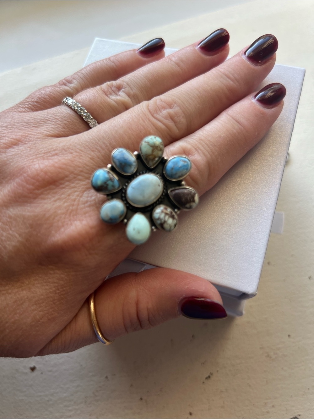 Golden Hills Sterling Silver Adjustable Cluster Statement Ring - NWOT